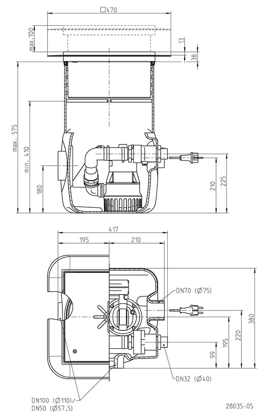 JUNG PUMPEN Unterflurbehälter Baufix 50, o.Pumpe - Art. JP09335