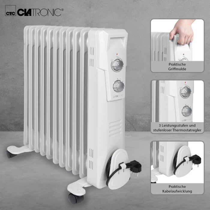 Clatronic Radiator RA 3737 Weiß 11 Rippen 2300W