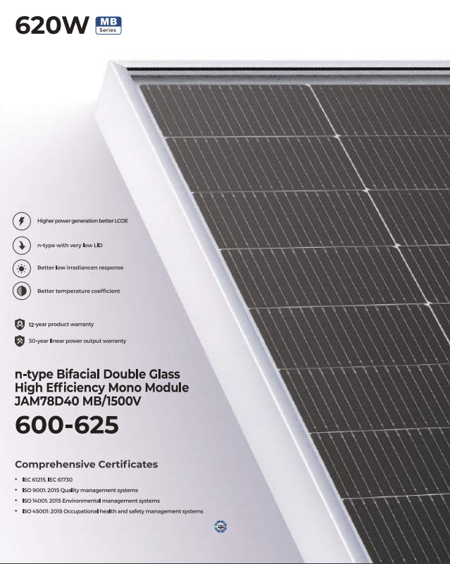 JA Solar Technology Co., Ltd. - Solarmodul - DeepBlue 4.0 X JAM78D40-600-625/MB/1500V (Austr... JAM78D40-615/MB/1500V - Art. 231309