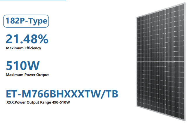 Wuxi Elite Solar Power Holding Pte. Ltd. - Solarmodul - ET-M766BH490-510TW/TB ET-M766BH505TW/TB - Art. 233886