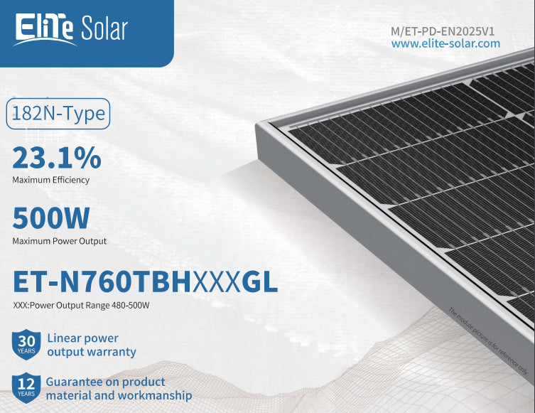 Wuxi Elite Solar Power Holding Pte. Ltd. - Solarmodul - ET-N760TBH480-500GL ET-N760TBH48GL - Art. 234222