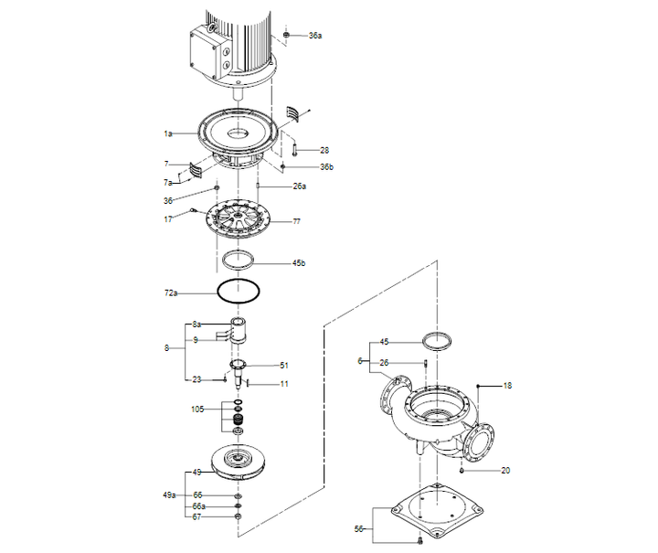 GRUNDFOS Einstufige Inlinepumpe TP 200-70/4 A-F-A-BQQE-LW3 Art. 97927153