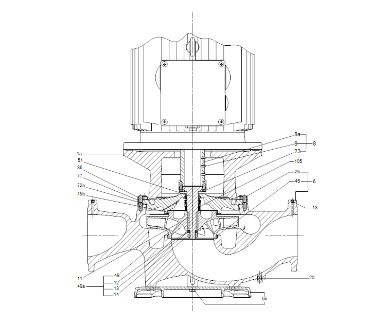 GRUNDFOS Einstufige Inlinepumpe TP 200-150/4 A-F-A-BQQE-OW3 Art.97927150