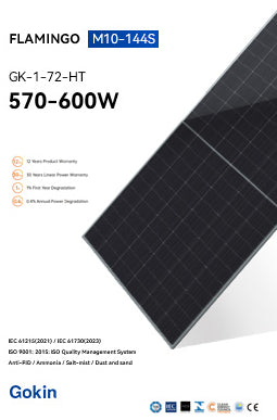 Gokin Solar Co., Ltd. - Solarmodul - Flamingo M10-144S 570-600W GK-1-72HT-600M - Art. 225767