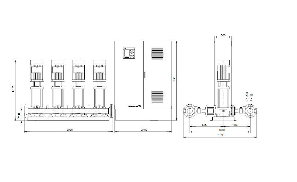 GRUNDFOS Druckerhöhungsanlage Hydro MPC-E 4 CR64-5-1 Art. 96940965