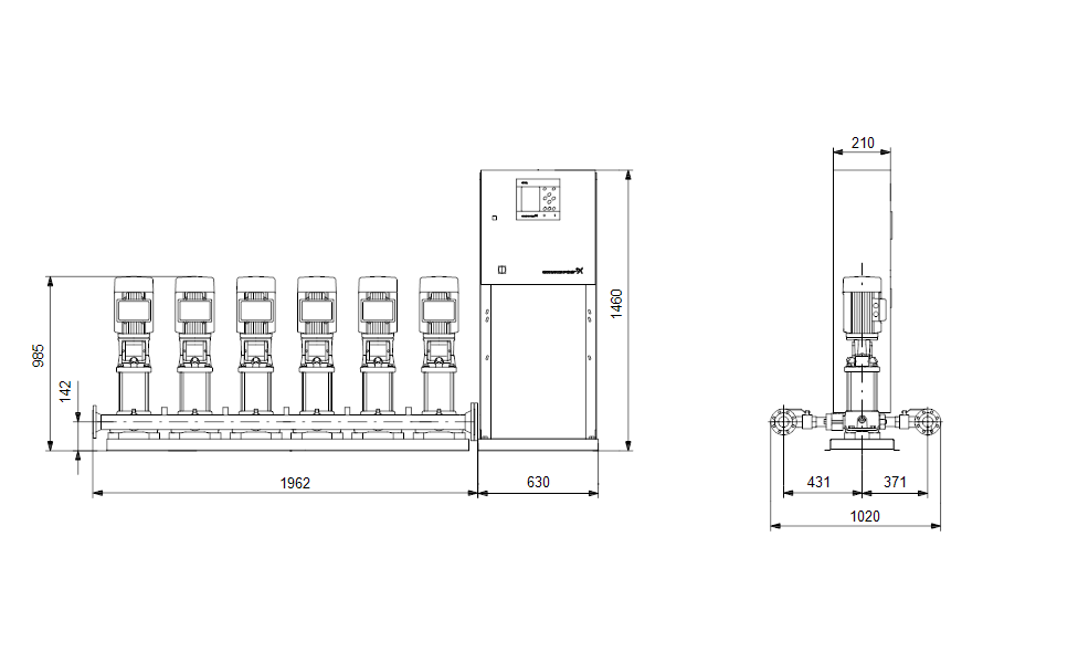 GRUNDFOS Druckerhöhungsanlage Hydro MPC-S 6 CRI 10-9 Art. 91044216
