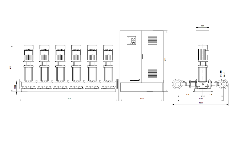 GRUNDFOS Druckerhöhungsanlage Hydro MPC-E 6 CR64-5-1 Art. 96940967