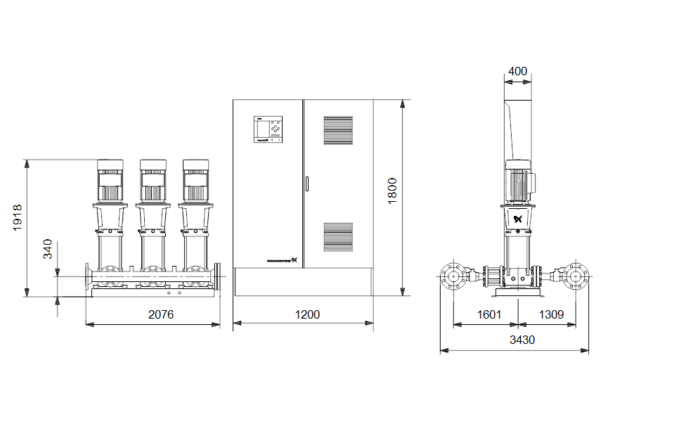 GRUNDFOS Druckerhöhungsanlage HYDRO MPC-F 3 CR150-3-2 Art. 96823496