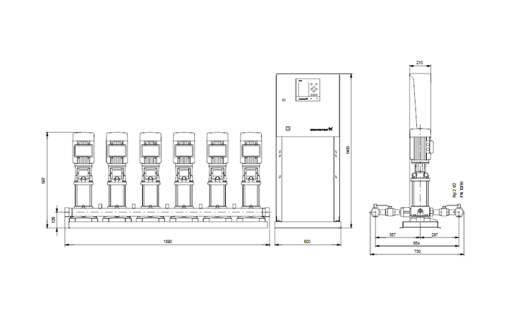 GRUNDFOS Druckerhöhungsanlage Hydro MPC-S 6 CRI3-7 Art. 91044076
