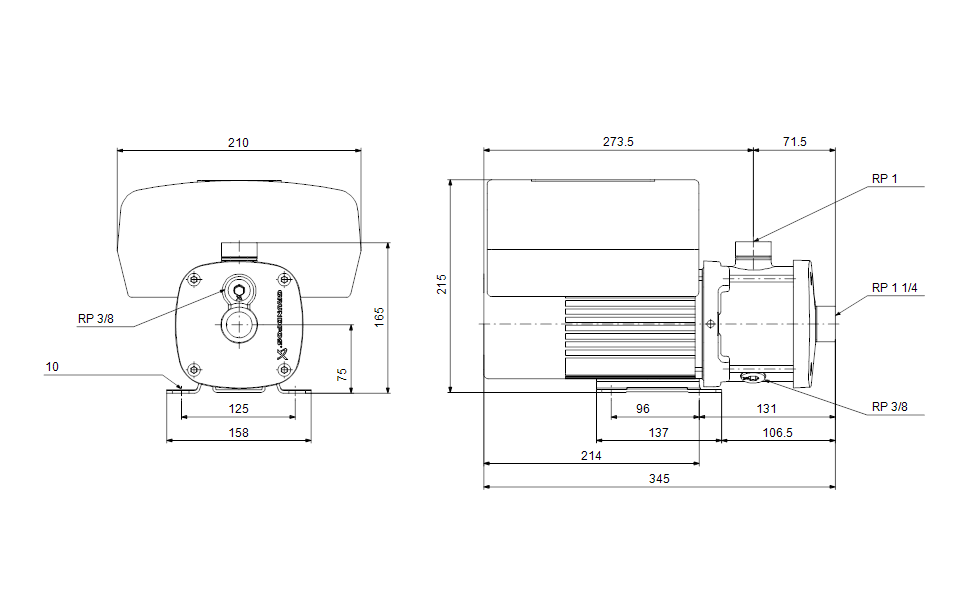GRUNDFOS Mehrstufige Blockpumpe CME 5-2 A-R-G-E-AQQE Art. 97516847