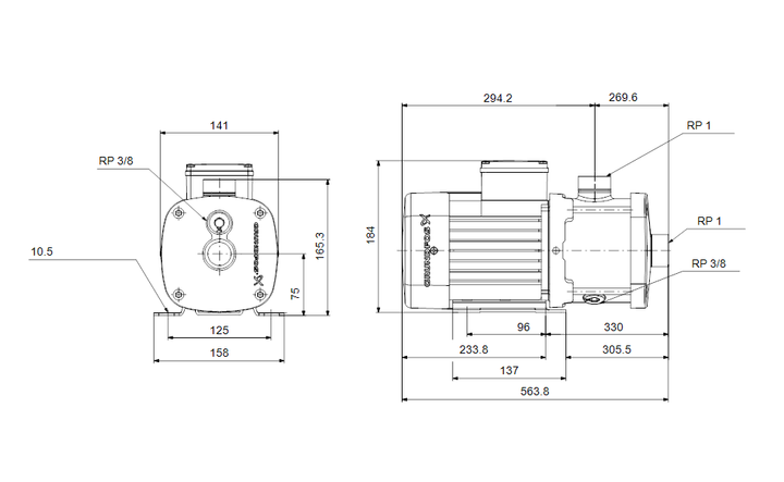 GRUNDFOS Mehrstufige Blockpumpe CM 1-14 A-R-G-V-AQQV F-A-A-N Art. 96806783