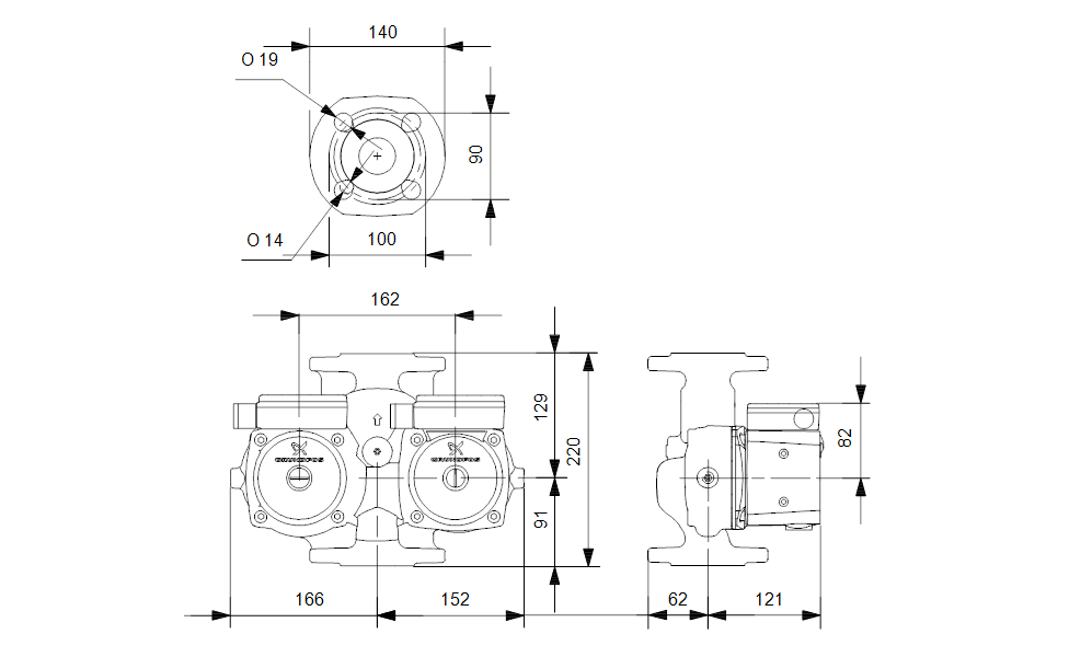 GRUNDFOS Nassläufer-Umwälzpumpe UPSD 32-50 F 220 Art. 95906416