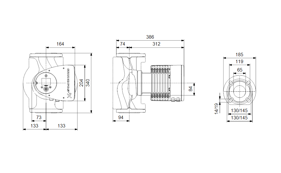 Grundfos MAGNA3 65-150 FUmwälzpumpe | Baulänge 340 mm | PN 6/10 - Nassläufer-Umwälzpumpe