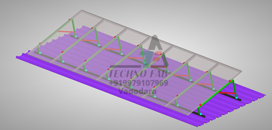 Techno FAB - Montagesysteme - HDG Structure above 15 Degree Tilt on Slope Roof Suitable for EAST & WEST Roof - Art. 10544