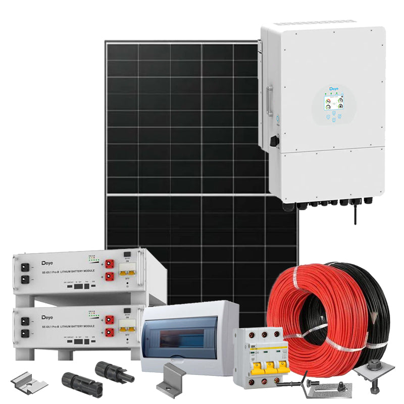 Hybrid Solaranlage 10 kW Deye+LONGI (Wechselrichter-10kW, Panels-10.12kW, Batterie-10.24kWh)