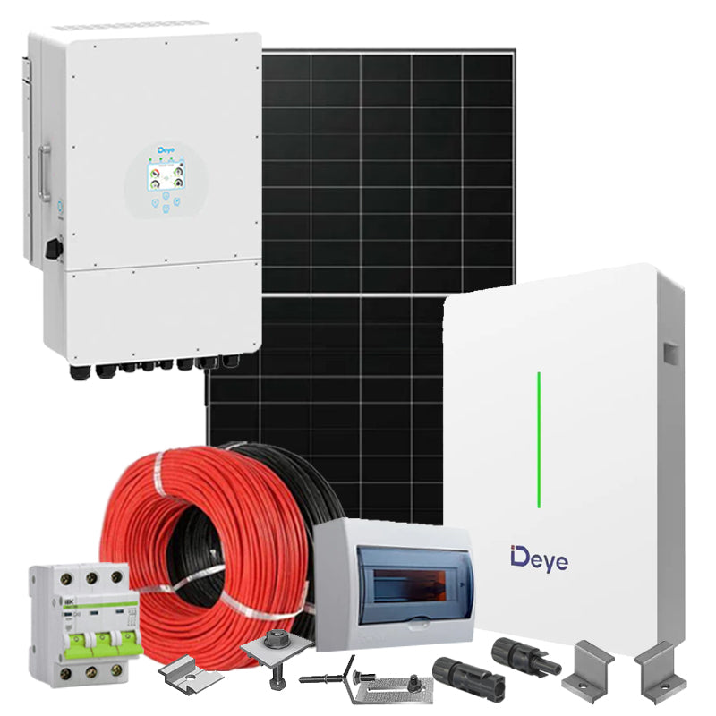 Hybrid Solaranlage 10 kW Deye+LONGI (Wechselrichter-10kW, Panels-10.12kW, Batterie-10.64kWh)