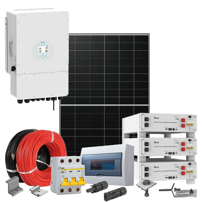 Hybrid Solaranlage 10 kW Deye+LONGI (Wechselrichter-10kW, Panels-10.12kW, Batterie-15.36kWh)