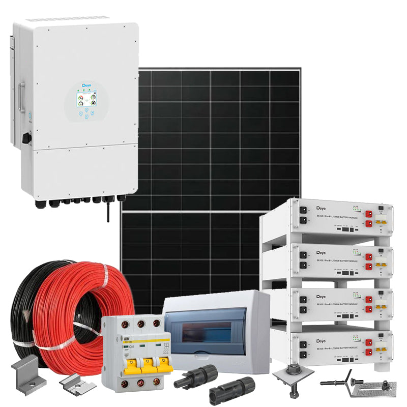 Hybrid Solaranlage 10 kW Deye+LONGI (Wechselrichter-10kW, Panels-10.12kW, Batterie-20.48kWh)