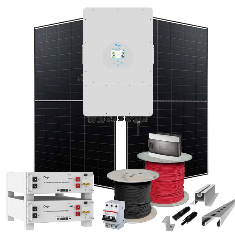 Hybrid Solaranlage 12 kW Deye+LONGI (Wechselrichter-12kW, Panels-12.88kW, Batterie-10.24kWh)