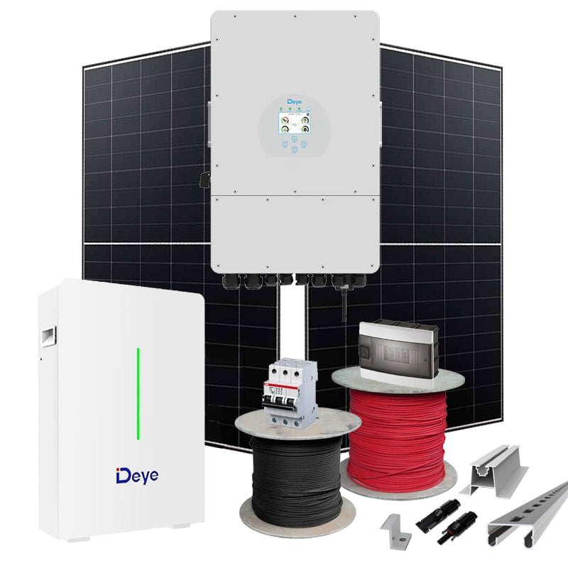 Hybrid Solaranlage Deye+LONGI (Wechselrichter-12kW, Panels-12.88kW, Batterie-10.64kWh)