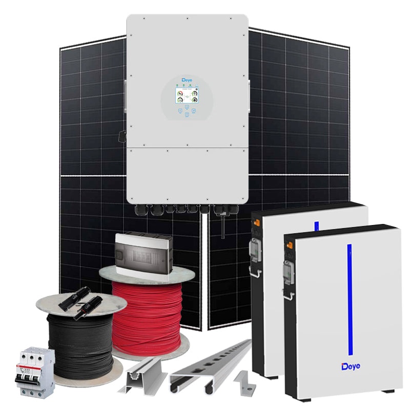 Hybrid Solaranlage 12 kW Deye+LONGI (Wechselrichter-12kW, Panels-12.88kW, Batterie-12.28kWh)