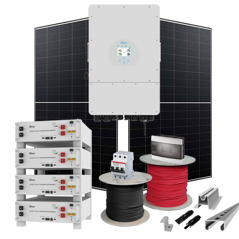 Hybrid Solaranlage 12 kW Deye+LONGI (Wechselrichter-12kW, Panels-12.88kW, Batterie-20.48kWh)