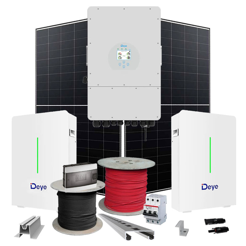 Hybrid Solaranlage 12 kW Deye+LONGI (Wechselrichter-12kW, Panels-12.88kW, Batterie-21.28kWh)