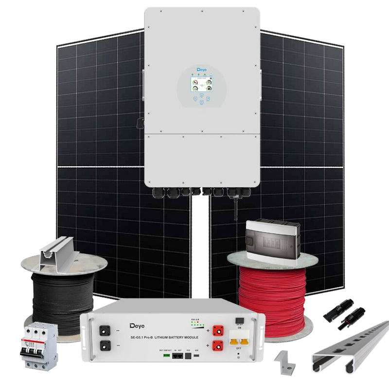 Hybrid Solaranlage 12 kW Deye+LONGI (Wechselrichter-12kW, Panels-12.88kW, Batterie-5.12kWh)