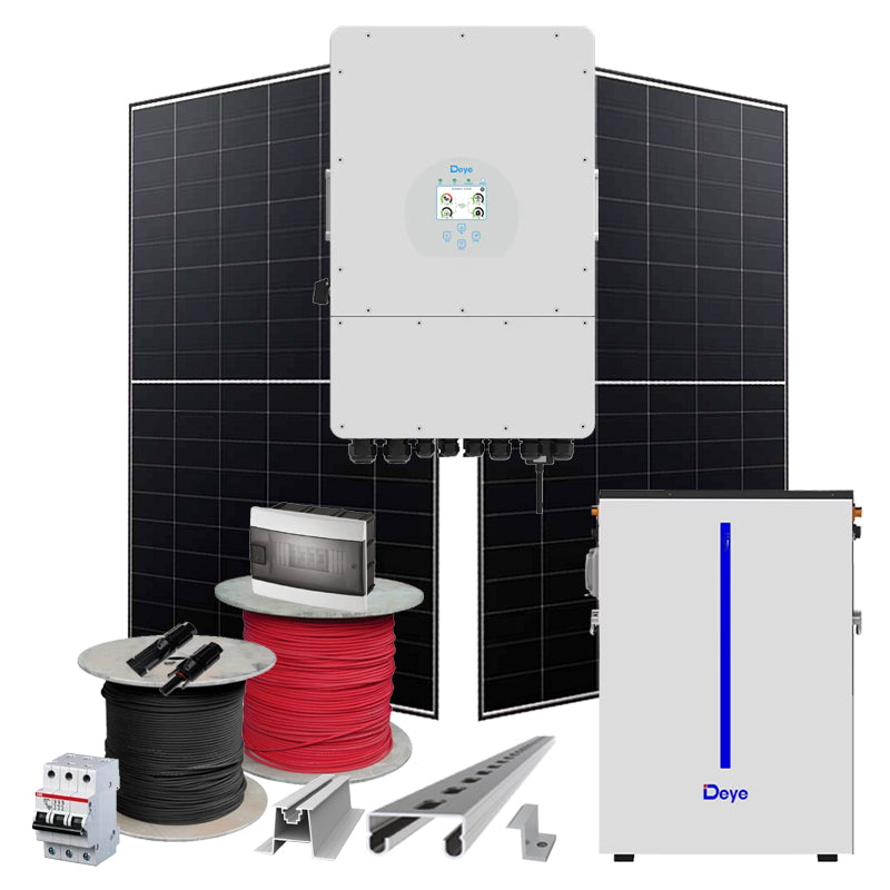 Hybrid Solaranlage 12 kW Deye+LONGI (Wechselrichter-12kW, Panels-12.88kW, Batterie-6.14kWh)
