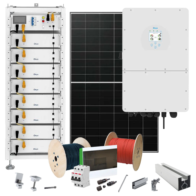 Hybrid Solaranlage 15 kW Deye+LONGI (Wechselrichter-15kW, Panels-15.64kW, Batterie-40.96kWh)