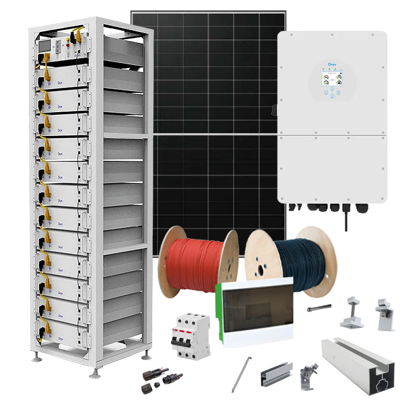 Hybrid Solaranlage 15 kW Deye+LONGI (Wechselrichter-15kW, Panels-15.64kW, Batterie-61.44kWh)