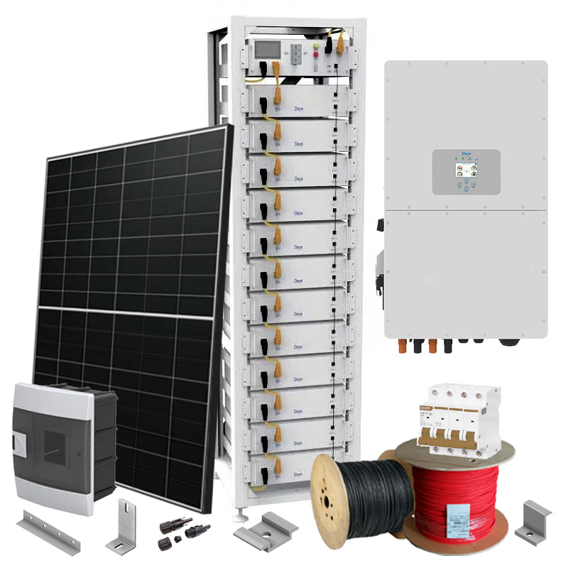 Hybrid Solaranlage 30 kW Deye+LONGI (Wechselrichter-30kW, Panels-31.28kW, Batterie-61.44kWh)