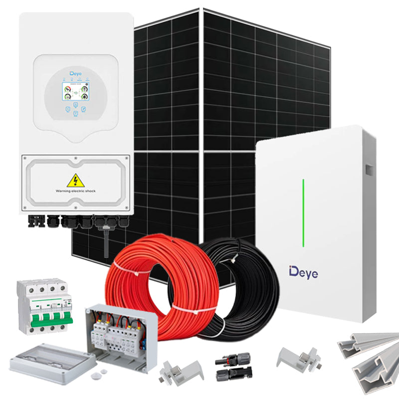 Hybrid Solaranlage 6 kW Deye+LONGI (Wechselrichter-6kW, Panels-6.44kW, Batterie-10.64kWh)