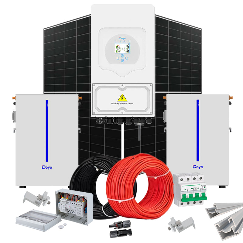 Hybrid Solaranlage 6 kW Deye+LONGI (Wechselrichter-6kW, Panels-6.44kW, Batterie-12.28kWh)