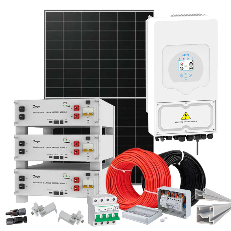 Hybrid Solaranlage 6 kW Deye+LONGI (Wechselrichter-6kW, Panels-6.44kW, Batterie-15.36kWh)