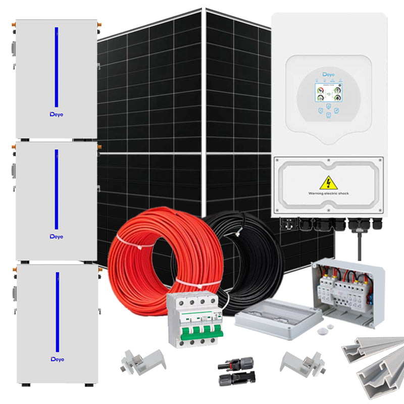 Hybrid Solaranlage 6 kW Deye+LONGI (Wechselrichter-6kW, Panels-6.44kW, Batterie-18.42kWh)