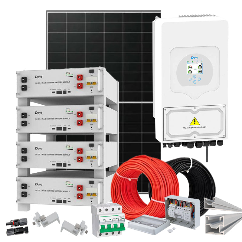 Hybrid Solaranlage 6 kW Deye+LONGI (Wechselrichter-6kW, Panels-6.44kW, Batterie-20.48kWh)
