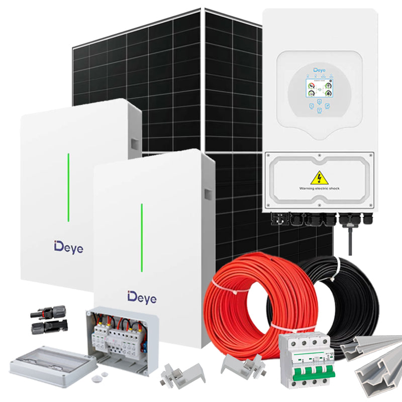 Hybrid Solaranlage 6 kW Deye+LONGI (Wechselrichter-6kW, Panels-6.44kW, Batterie-21.28kWh)