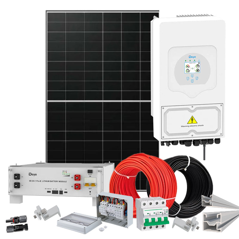Hybrid Solaranlage 6 kW Deye+LONGI (Wechselrichter-6kW, Panels-6.44kW, Batterie-5.12kWh)