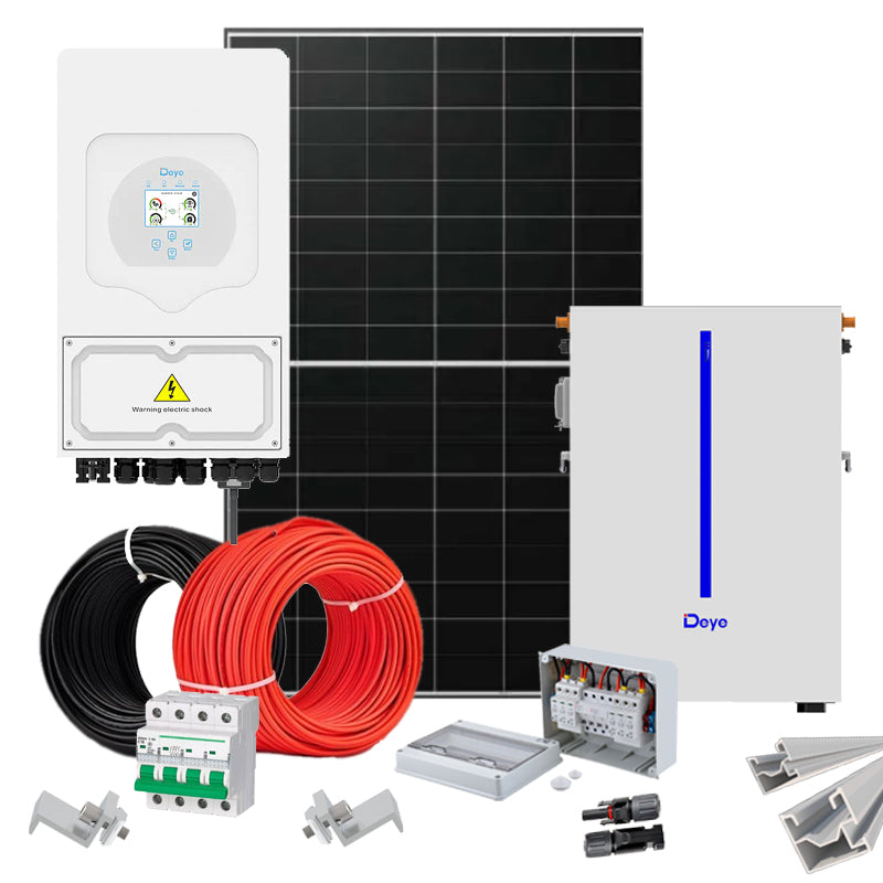 Hybrid Solaranlage 6 kW Deye+LONGI (Wechselrichter-6kW, Panels-6.44kW, Batterie-6.14kWh)