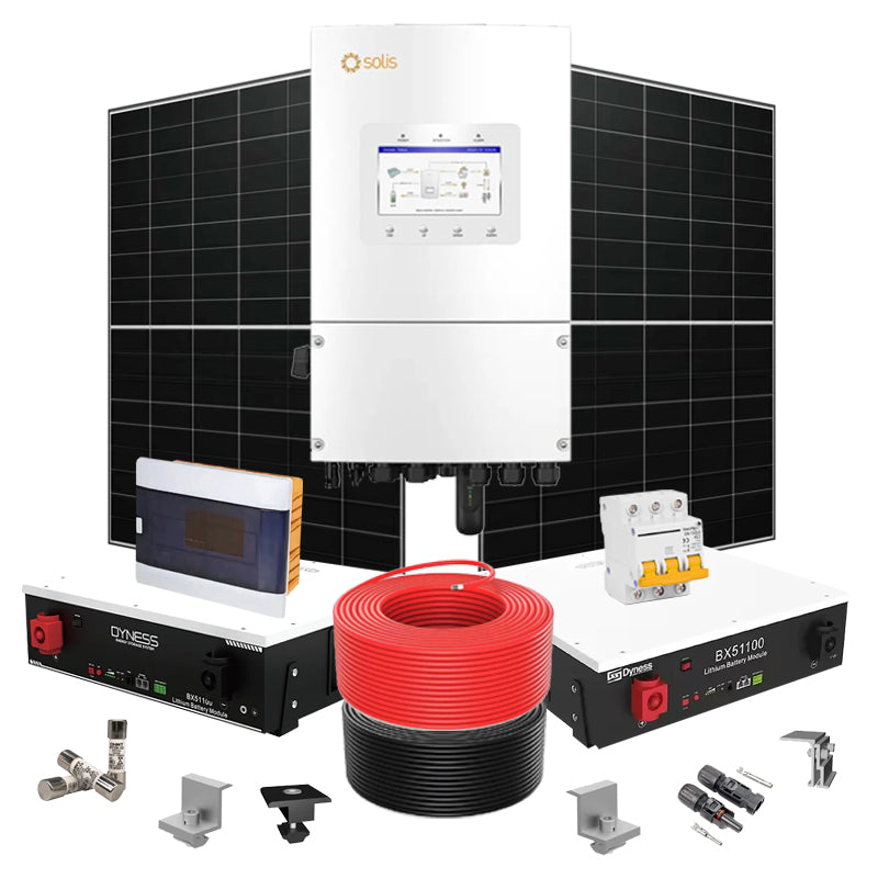 Hybrid Solaranlage 6 kW Solis+LONGI+Dyness (Wechselrichter-6kW, Panels-6.44kW, Batterie-10.24kWh)
