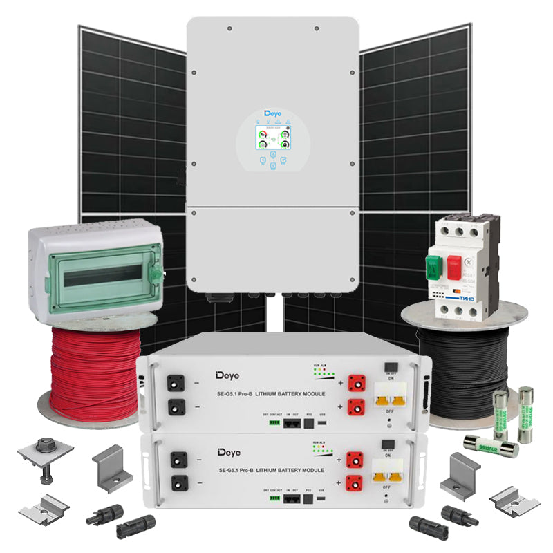 Hybrid Solaranlage 8 kW Deye+LONGI (Wechselrichter-8kW, Panels-8.28kW, Batterie-10.24kWh)