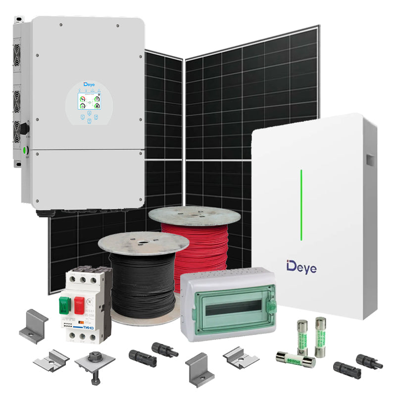 Hybrid Solaranlage 8 kW Deye+LONGI (Wechselrichter-8kW, Panels-8.28kW, Batterie-10.6kWh)