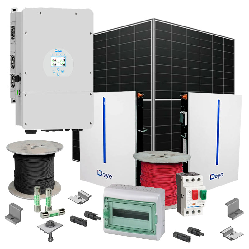 Hybrid Solaranlage 8 kW Deye+LONGI (Wechselrichter-8kW, Panels-8.28kW, Batterie-12.28kWh)