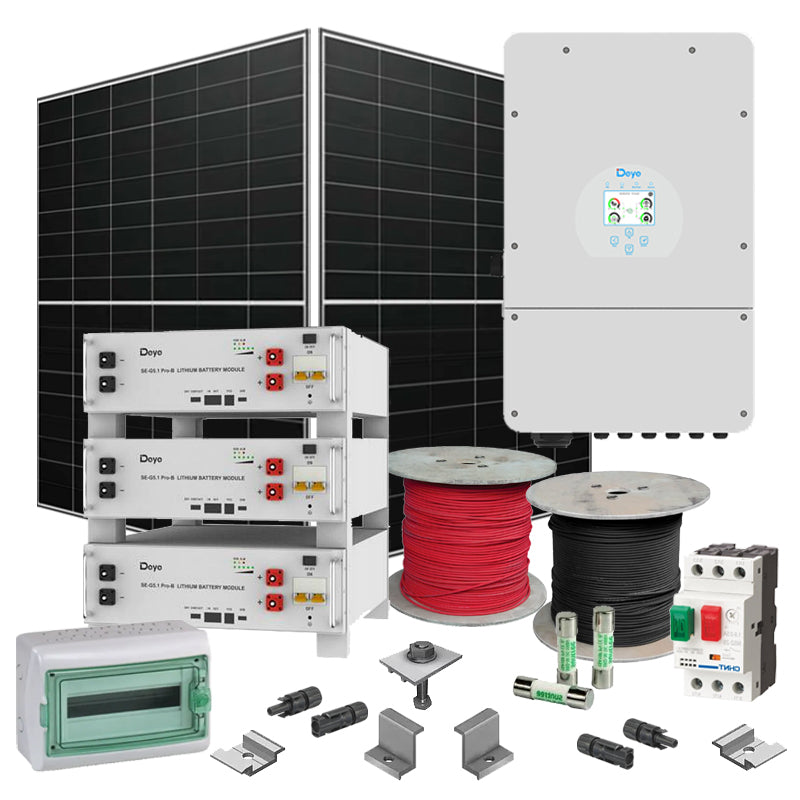 Hybrid Solaranlage 8 kW Deye+LONGI (Wechselrichter-8kW, Panels-8.28kW, Batterie-15.36kWh)