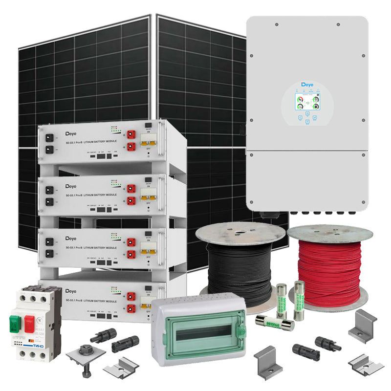 Hybrid Solaranlage 8 kW Deye+LONGI (Wechselrichter-8kW, Panels-8.28kW, Batterie-20.48kWh)