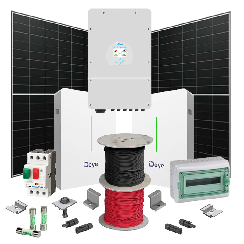 Hybrid Solaranlage 8 kW Deye+LONGI (Wechselrichter-8kW, Panels-8.28kW, Batterie-21.28kWh)