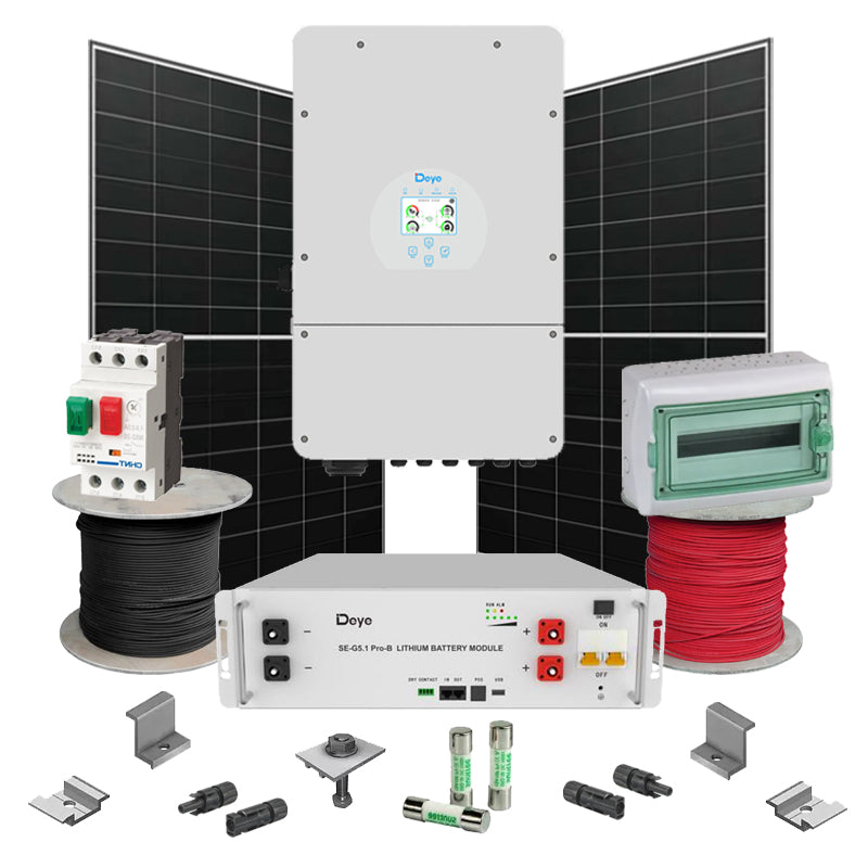 Hybrid Solaranlage 8 kW Deye+LONGI (Wechselrichter-8kW, Panels-8.28kW, Batterie-5.12kWh)