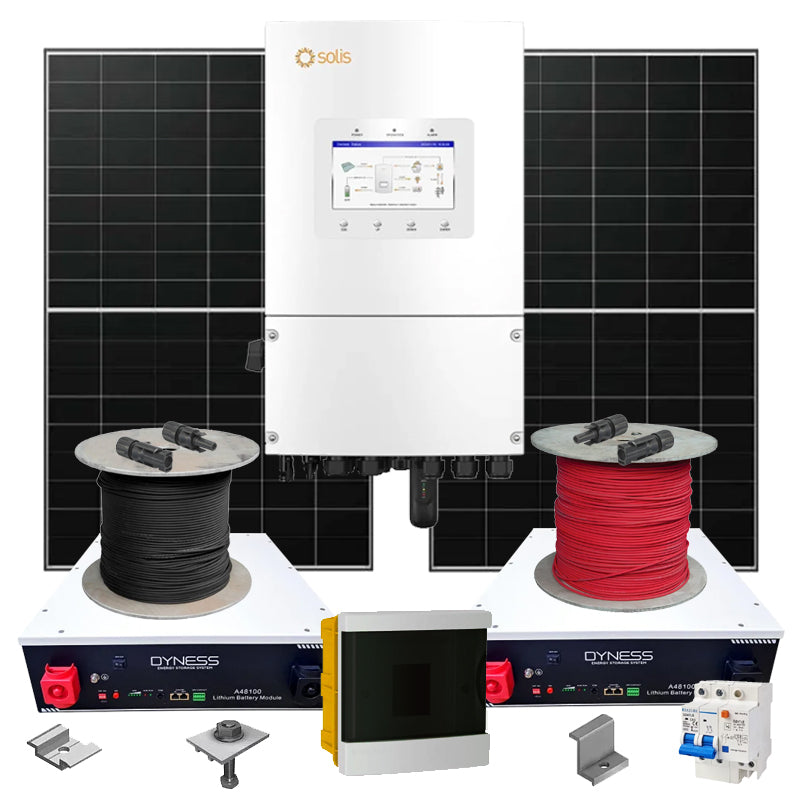 Hybrid Solaranlage 8 kW Solis+LONGI+Dyness (Wechselrichter-8kW, Panels-8.28kW, Batterie-9.6kWh)