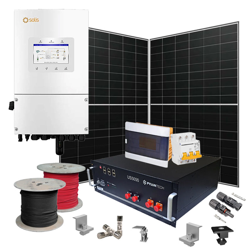 Hybrid Solaranlage 6 kW Solis+LONGI+Pylontech (Wechselrichter-6kW, Panels-6.44kW, Batterie-4.8kWh)